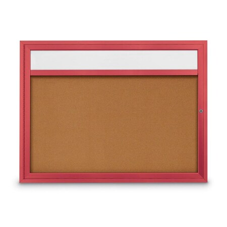 United Visual Products Slim Enclosed Corkboard, 30"x36", White Alum Frame/Keylime UVEB3036-WHITE-KEYLIME